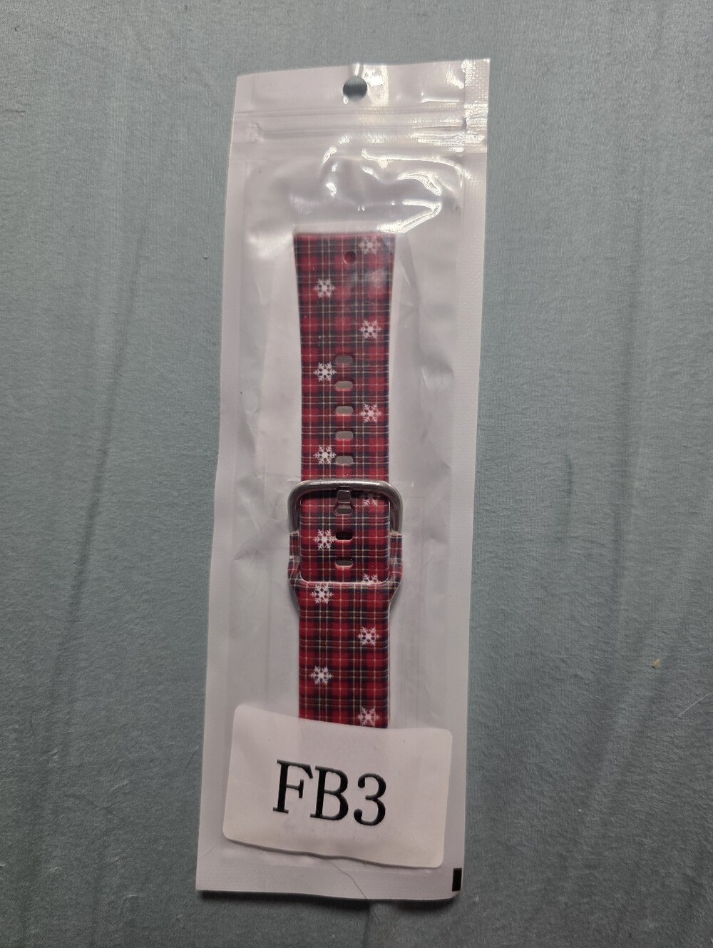 Festive Holiday Red Plaid Snowflake Smartwatch Band